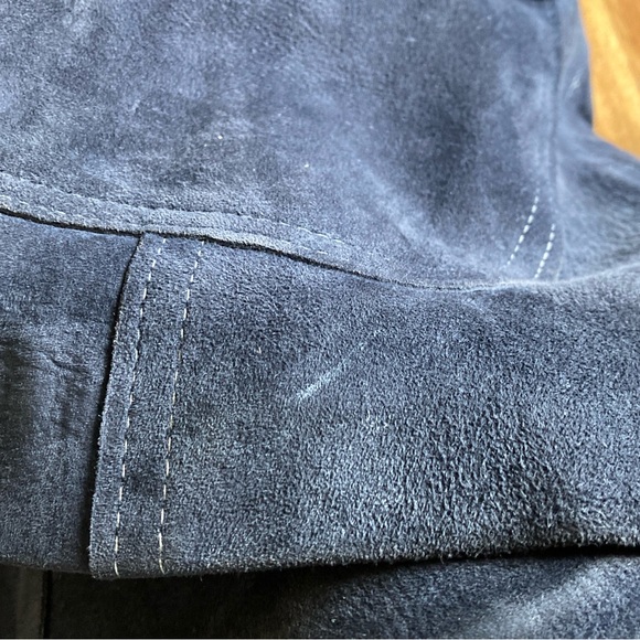 Vintage 1960s Mod Aleksander Norway Blue Lamb Leather Belted Jacket Women's S - Picture 15 of 16